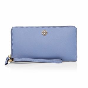 Tory Burch Robinson Zip-Around Leather Wristlet